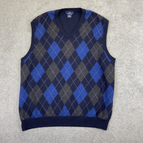 Brooks Brothers 100% Merino Wool Sweater Vest Fits Mens M Tag‎ 2XL SHRUNK READ - Picture 1 of 7